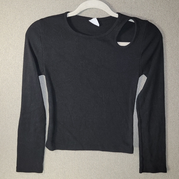 Zara Size 13-14 Black Long Sleeve Cut-Out Top - Picture 1 of 4